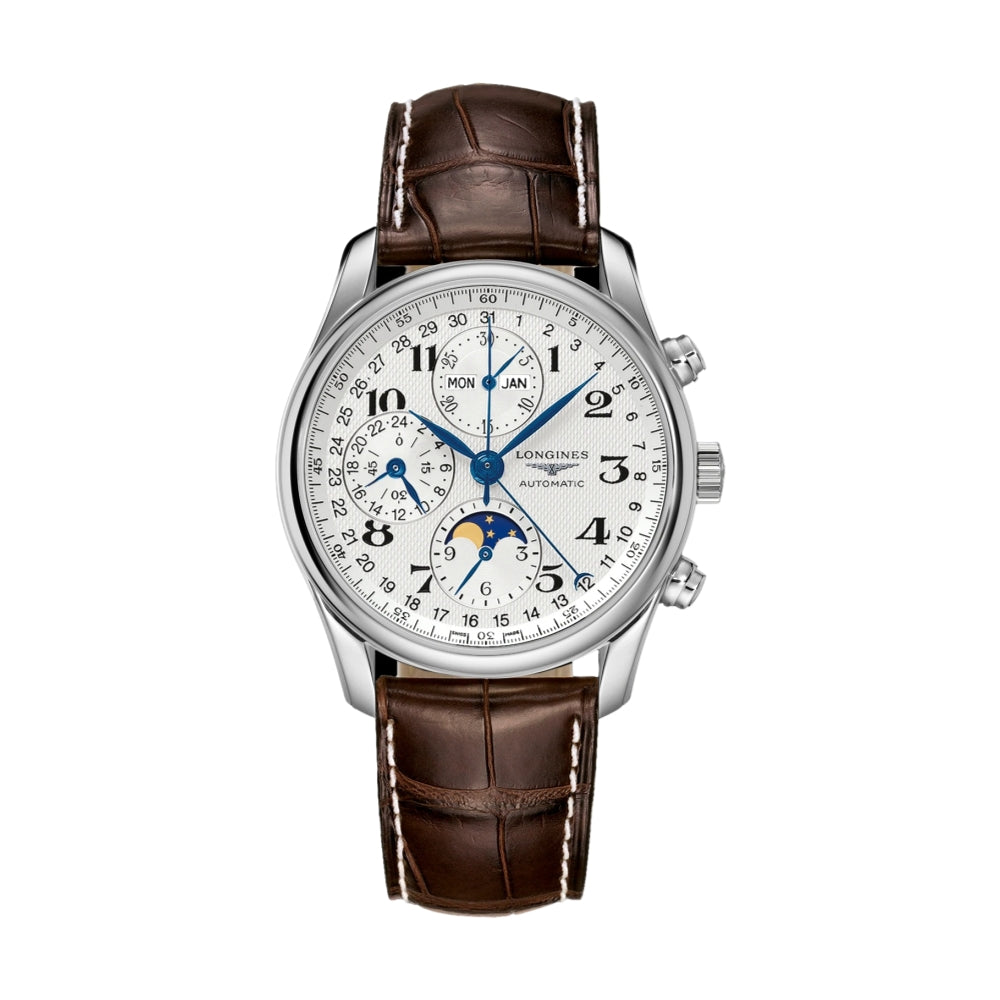 Master Collection Silver Dial Chronograph on Leather Strap