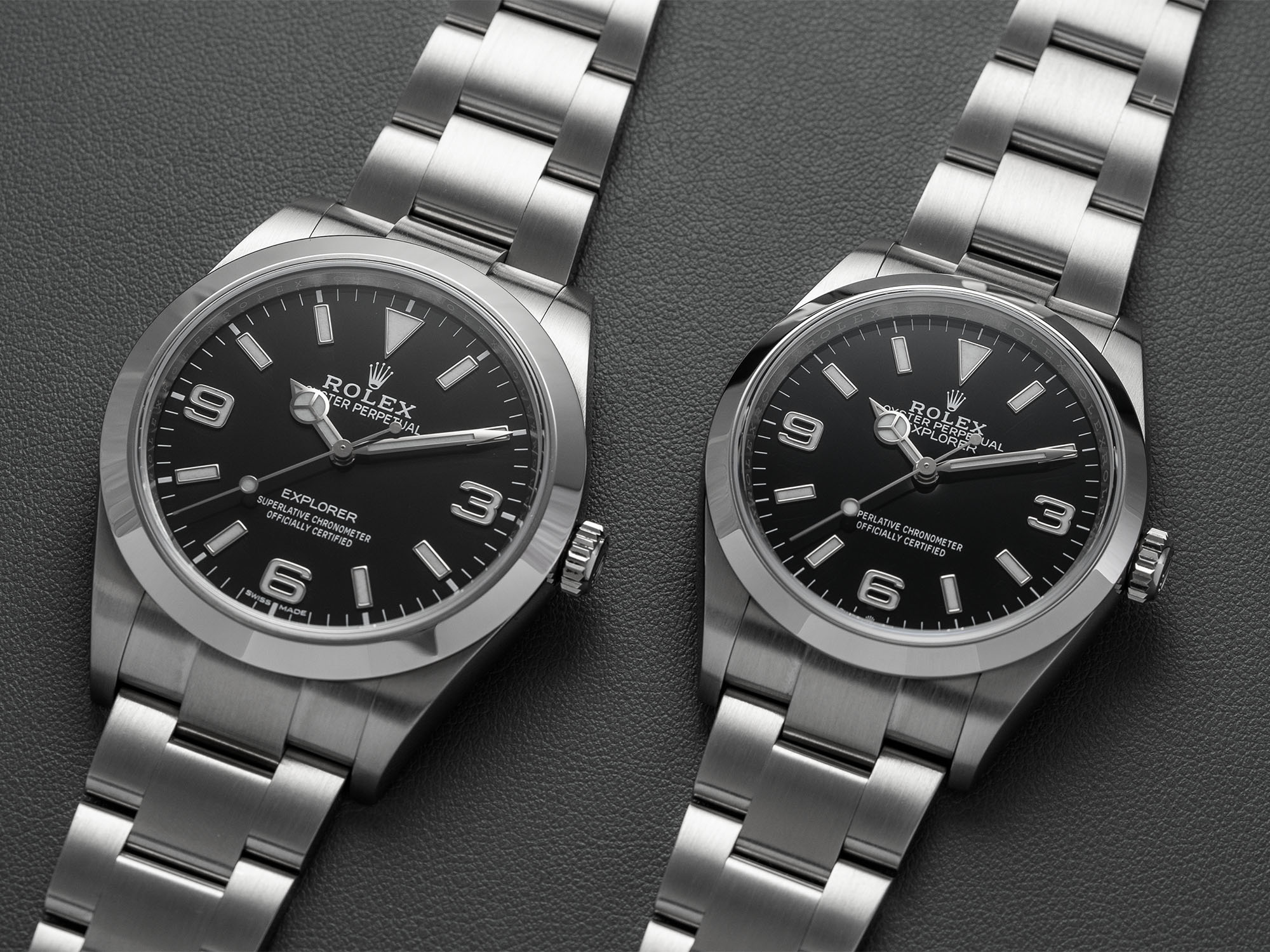 Rolex Explorer 39mm and 36mm watches