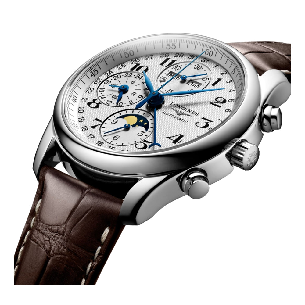 Master Collection Silver Dial Chronograph on Leather Strap