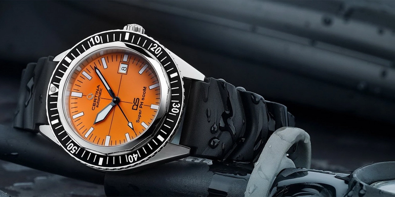 Certina DS PH500M Orange Dial on Rubber Strap